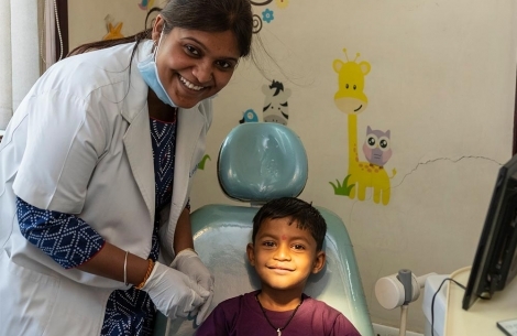 Dentist with patient