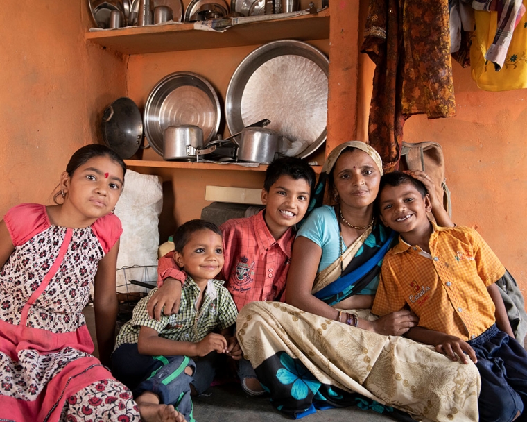 Rajesh with his mother, brothers, and sister