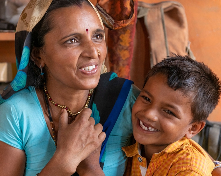 Rajesh with his mother